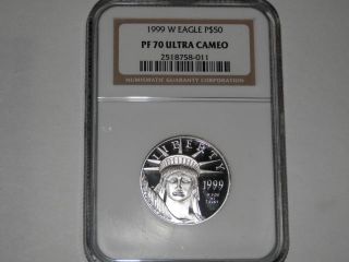 1999 - W $50 1/2 Oz Proof Platinum American Eagle Pr - 70 Ngc photo