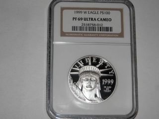 1999 $100 1 Oz Platinum American Eagle Pf - 69 Ngc photo
