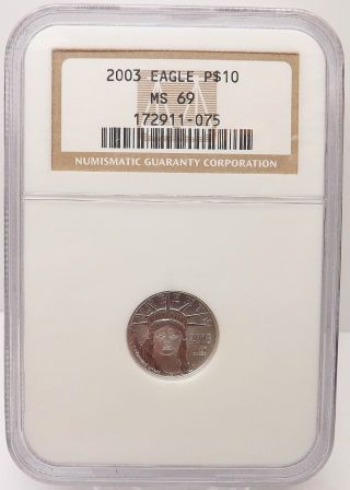 2003 American Platinum Eagle Liberty Bullion 1/10 Ounce $10 Ngc State Ms69 photo