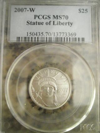 2007 - W $25 Pcgs Perfect Ms70 Platinum American Eagle Statue Of Liberty Coin photo