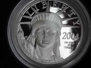 2004 - W $100 American Eagle One Ounce Platinum Proof Coin Box & photo
