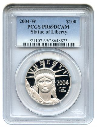 2004 - W Platinum Eagle $100 Pcgs Pr69 Dcam Statue Liberty 1 Oz photo