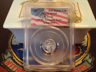 2001 $10 Platinum Eagle Pcgs Ms69 Wtc World Trade Center Recovery Wtc 911 photo