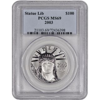 2003 American Platinum Eagle (1 Oz) $100 - Pcgs Ms69 photo