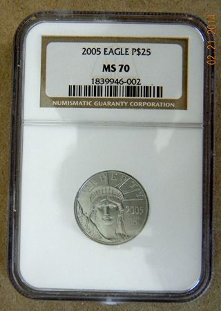 2005 American Eagle $25 Platinum Ncg Ms70 Key Date+price photo
