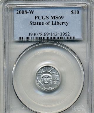 United States 2008 W Burnished $10 Platinum 1/10 Oz Pcgs Ms69 photo
