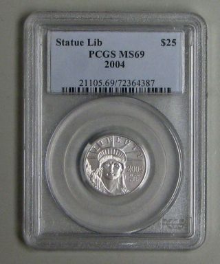 American Eagle Platinum Coin 1/4 Oz Pcgs Ms 69 2004 photo