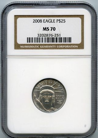 2008 $25 (1/4 Oz) State Platinum Eagle Ngc Ms70 photo
