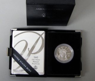 2002 W American Eagle 1 Oz Platinum Proof Coin Box & photo