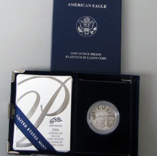 2006 W American Eagle 1 Oz Platinum Proof Coin Box & photo