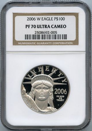 2006 - W $100 (1 Oz. ) Proof 70 Platinum Eagle Ngc Pf 70 Ucam photo