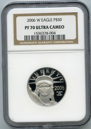 2006 - W $50 (1/2 Oz. ) Proof 70 Platinum Eagle Ngc Pf 70 Ucam photo
