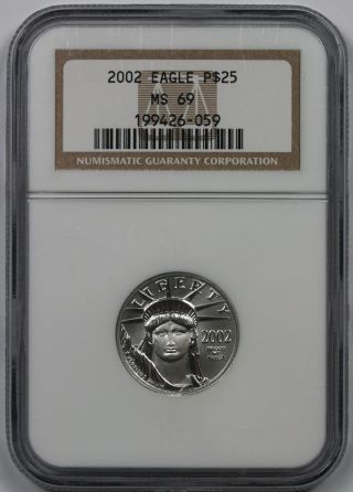 2002 Quarter - Ounce Platinum Eagle $25 Ms 69 Ngc photo