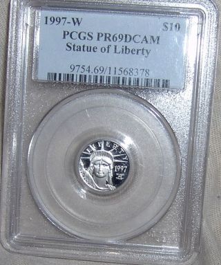 Pcgs Pr69dcam 1997w $10 American Eagle One Tenth Ounce Platinum Proof 1/10oz photo