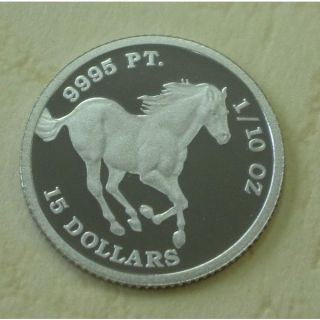 Platinum Tuvalu Horse Coin Platinum Coin 1/10 Oz Pure Platinum Grade,  Ic photo