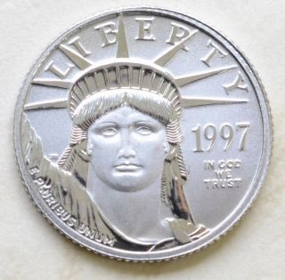 1997 Made In United States Pure Platinum Grade Eagle Coin Money 99.  95% 1/10oz,  Ic photo