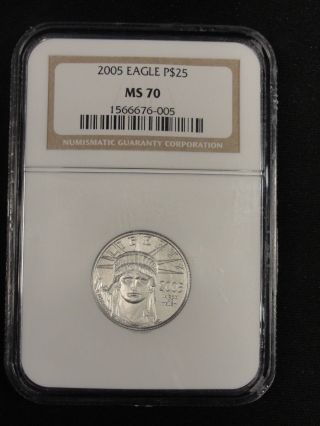 2005 $25 1/4 Perfect Platinum Eagle Ngc Ms70 6 - 005 photo