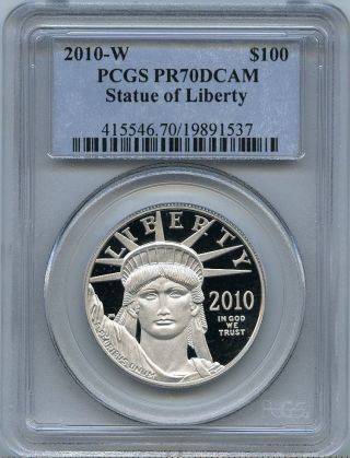 2010 - W $100 (1 Oz. ) Proof 70 Platinum Eagle Pcgs Pr70 Pf 70 Dcam photo