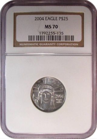 2004 Platinum $25 (1/4 Oz) Eagle Ngc Ms70 Perfect Coin photo