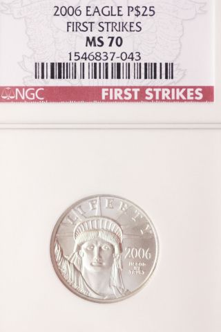 United States Platinum $25,  2006 Eagle Ms 70 First Strikes photo