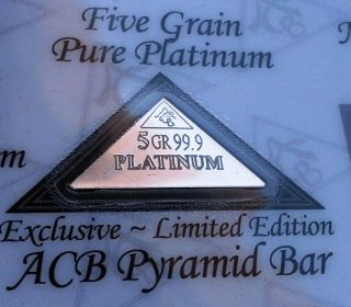 Certificate Acb Pyramid Platinum 5grain Bullion Minted Bar 99.  9 Pure photo