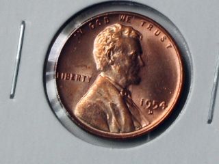 Usa 1954 D One Cent Lincoln Wheat Penny Coin Unc Red Lustre Die Clash Error photo