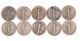 10 Circulated 90% Silver Mercury Dimes,  All With Different Dates/mints Dimes photo 1