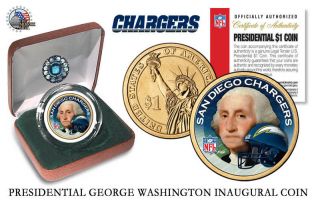 San Diego Chargers Nfl Usa Presidential Dollar Coin - Velvet Box And photo