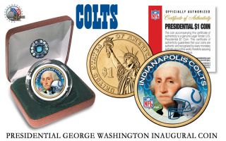 Indianapolis Colts Nfl Us Presidential Dollar Coin Velvet Box And photo