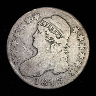 1813 Capped Bust Half Dollar Choice F+/vf   photo