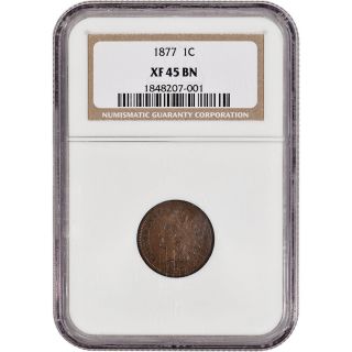 1877 Us Indian Head Cent 1c - Ngc Xf45 Bn photo