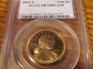 2002 - S Sacagawea Sac Golden $1 Pcgs Pr70 Dcam List=$80 photo