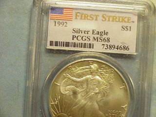 Silver Eagle 1992 Ms 68 Pcgs First Strike 