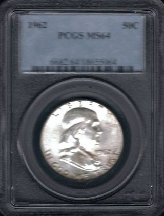 Pcgs Certified Silver Franklin Half Dollar 1962 Ms64 Uncirculated photo