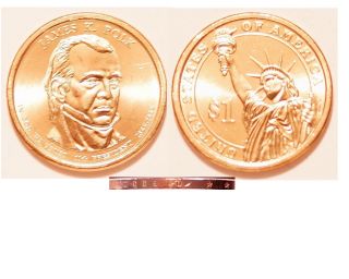2009 - D $1 James K.  Polk Presidential Dollar Us Coin photo