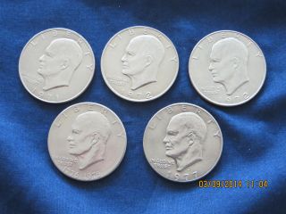 5 Eisenhower Dollars With Different Dates Or Marks 77 photo