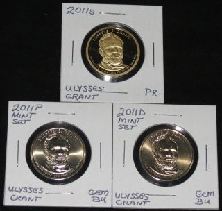 2011s Pres.  Ulysses Grant Proof,  & 2011 P & D Gem Bu Dollars photo