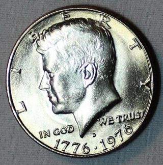 1976 - D Kennedy Half Dollar Bicentennial Uncirculated Clad U.  S.  Coin (m10350) photo