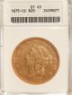 1875 - Cc $20 Anacs Ef - 45 Carson City Gold Double Eagle Gold photo 1