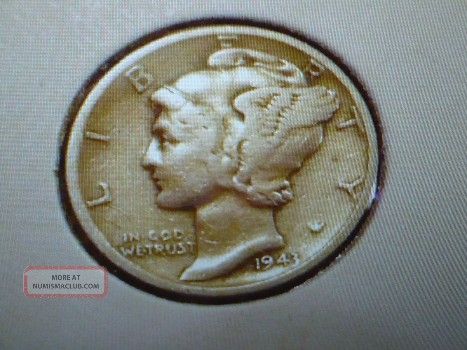 1943 D Mercury Dime Us Silver 10c. Coin