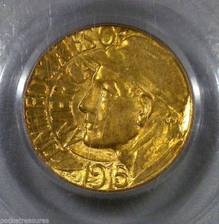 Pcgs 1915 - S Ms64 Gold $1 Panama Pacific Pan Pac 3 Day Return photo