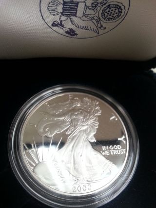 American Eagle One Ounce Proof Silver Bullion Coin 2000 Philadelphia photo