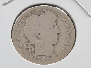 1905 - S Barber Quarter 90% Silver U.  S.  Coin C4179l photo