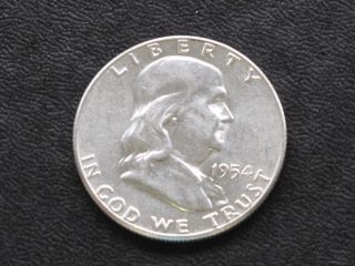 1954 - P Franklin Half Dollar Silver U.  S.  Coin A6668 photo