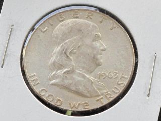 1963 - D Franklin Half Dollar 90% Silver U.  S.  Coin C4119l photo