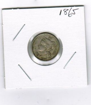 1865 Three Cent Nickel - Copper - Nickel Composition Km 95 photo