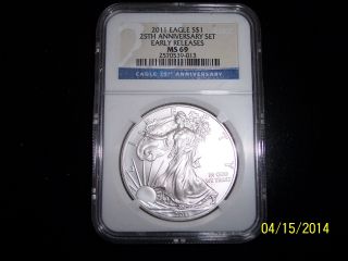 $1 Silver Eagle 25th Ann Ms69 photo