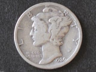 1930 - S Mercury Dime 90% Silver U.  S.  Coin D6016 photo