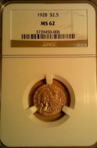 1928 Pure Gold Indian Head Coin $2.  5 photo