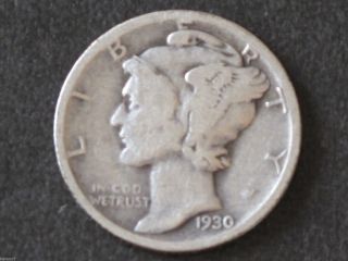 1930 - S Mercury Dime 90% Silver U.  S.  Coin D6019 photo
